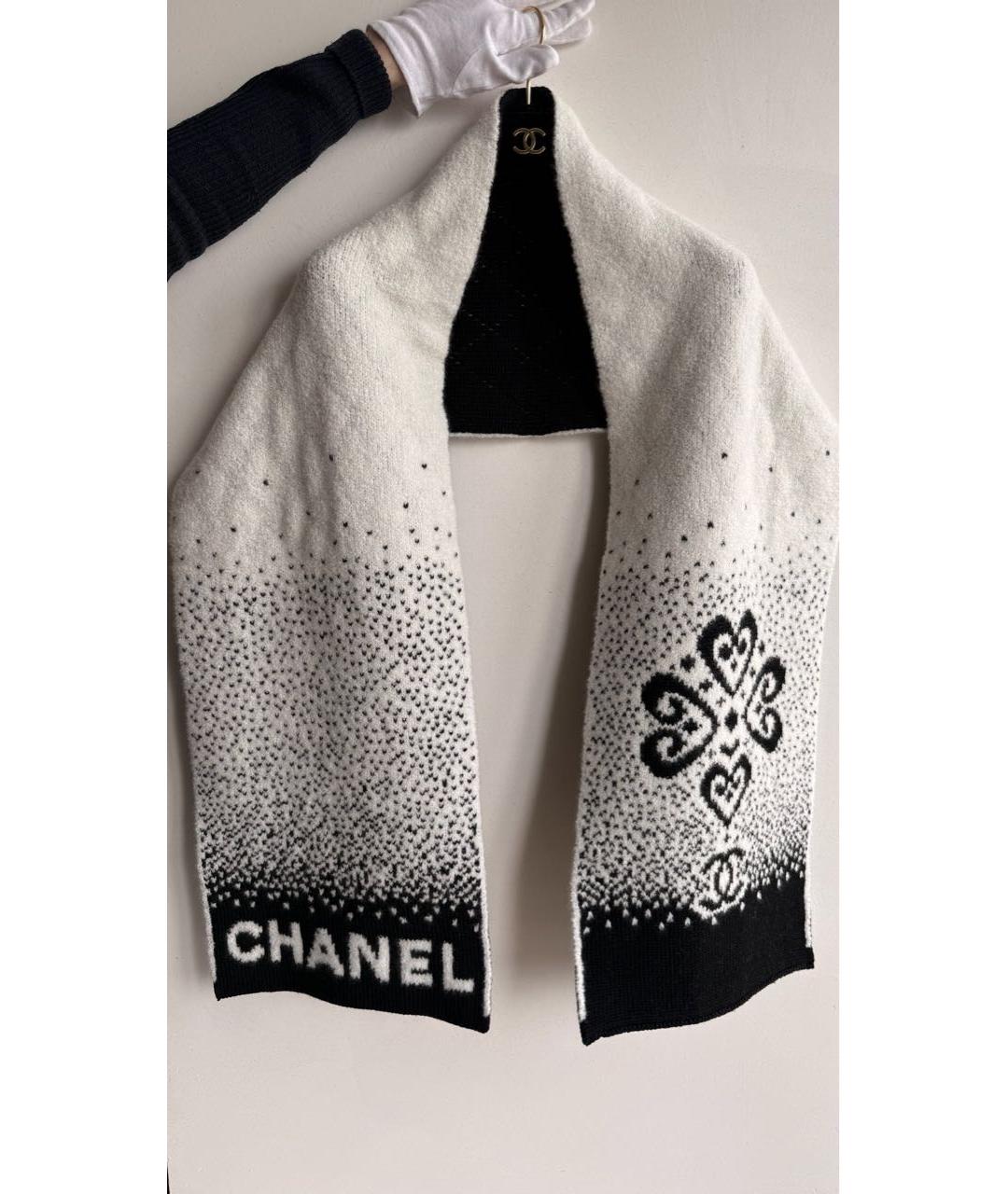CHANEL Черный шерстяной шарф, фото 5