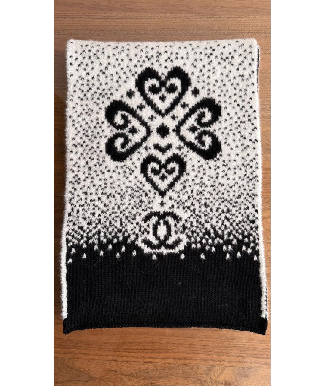 CHANEL Черный шерстяной шарф, фото 4