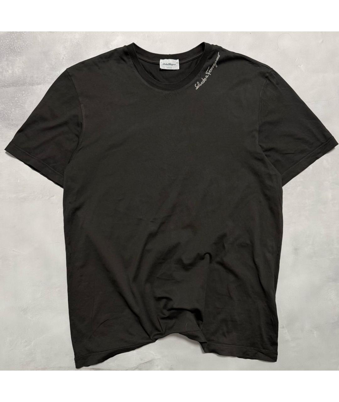FERRAGAMO Черная хлопковая футболка, фото 5