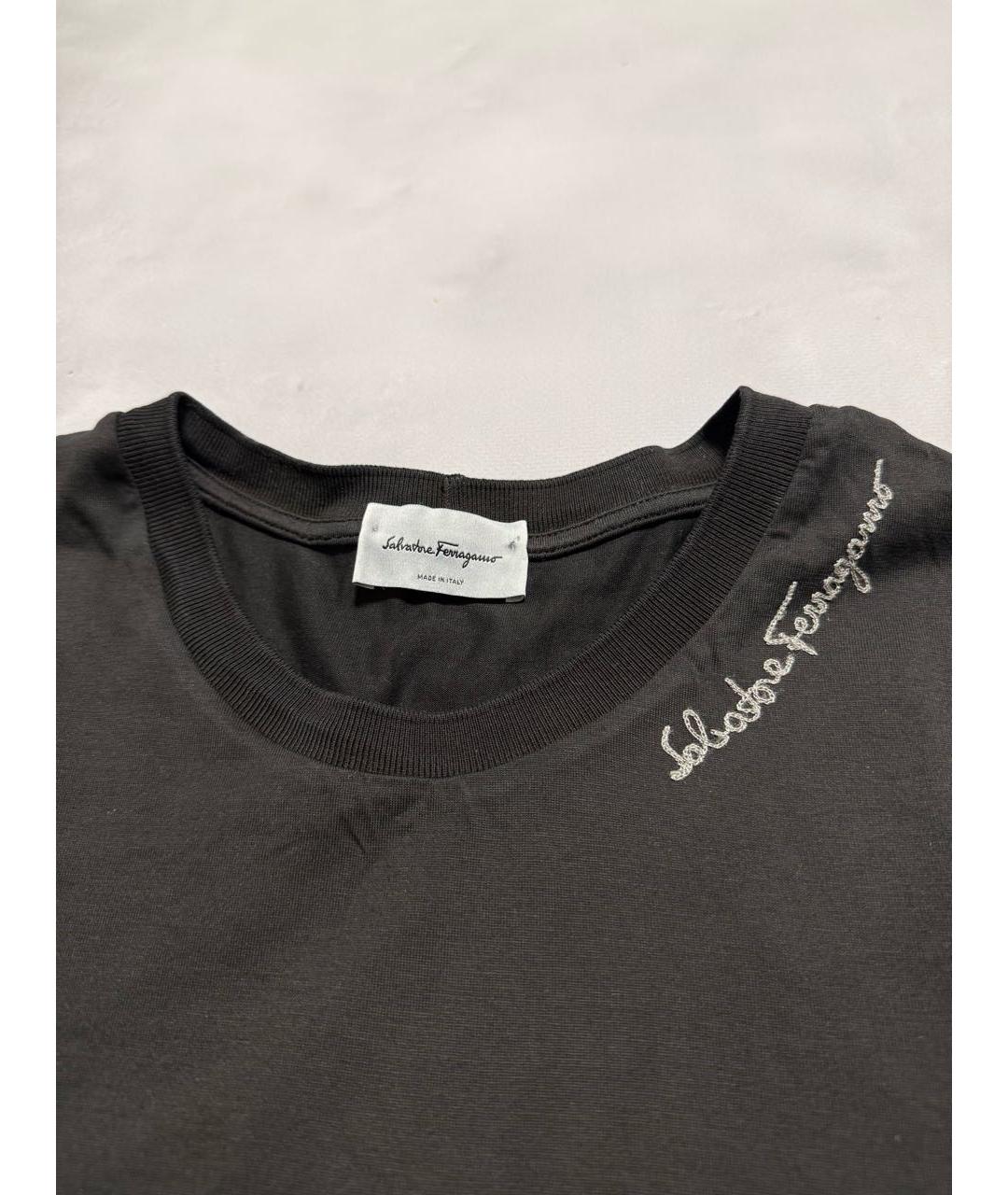 FERRAGAMO Черная хлопковая футболка, фото 2