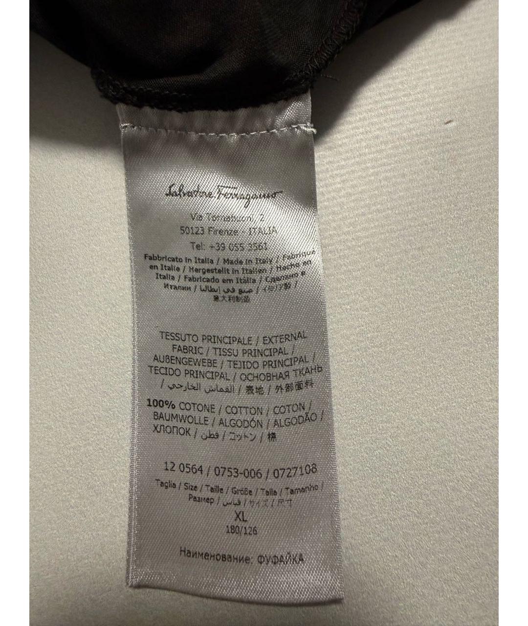 FERRAGAMO Черная хлопковая футболка, фото 3