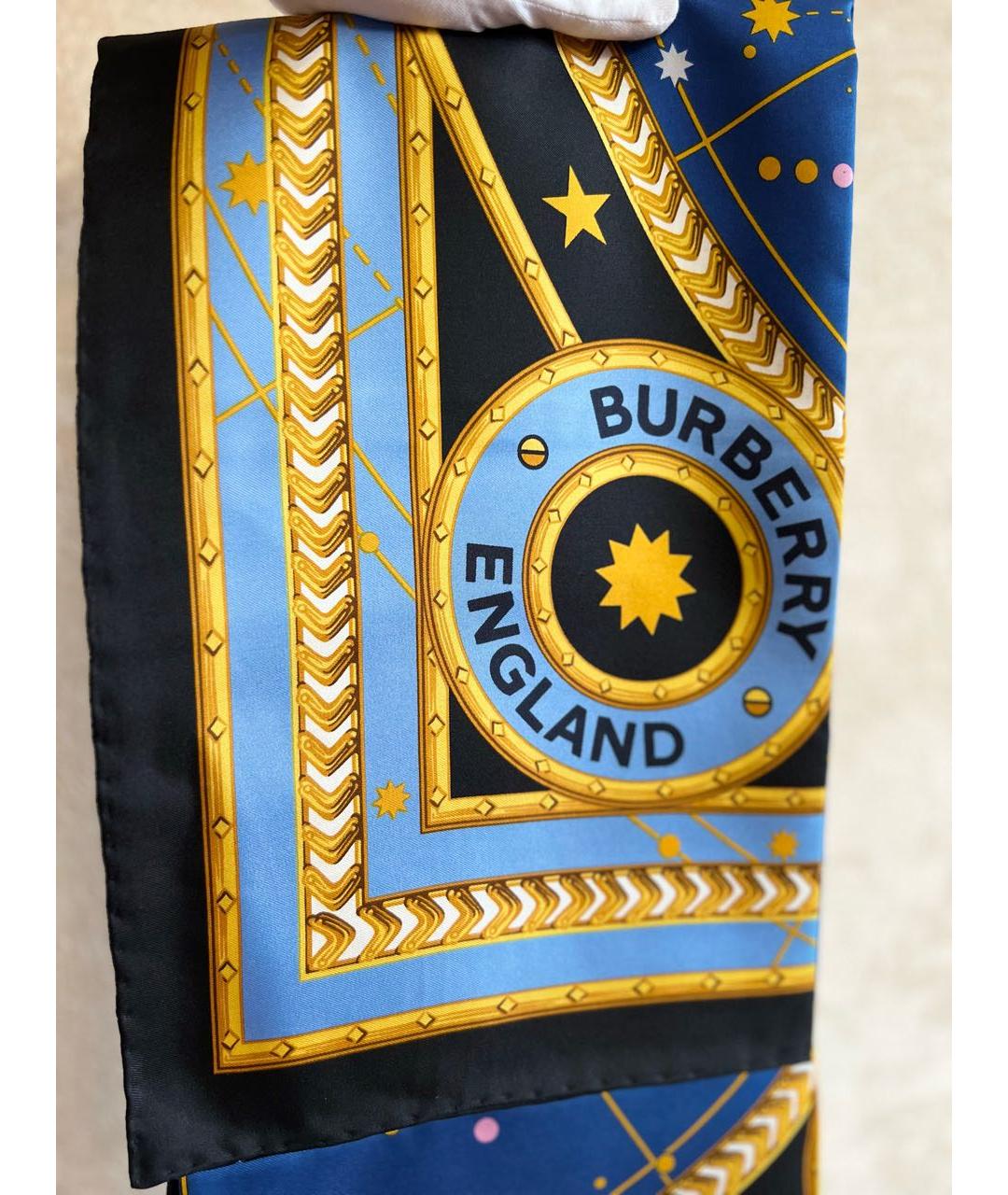 BURBERRY Синий шелковый платок, фото 7