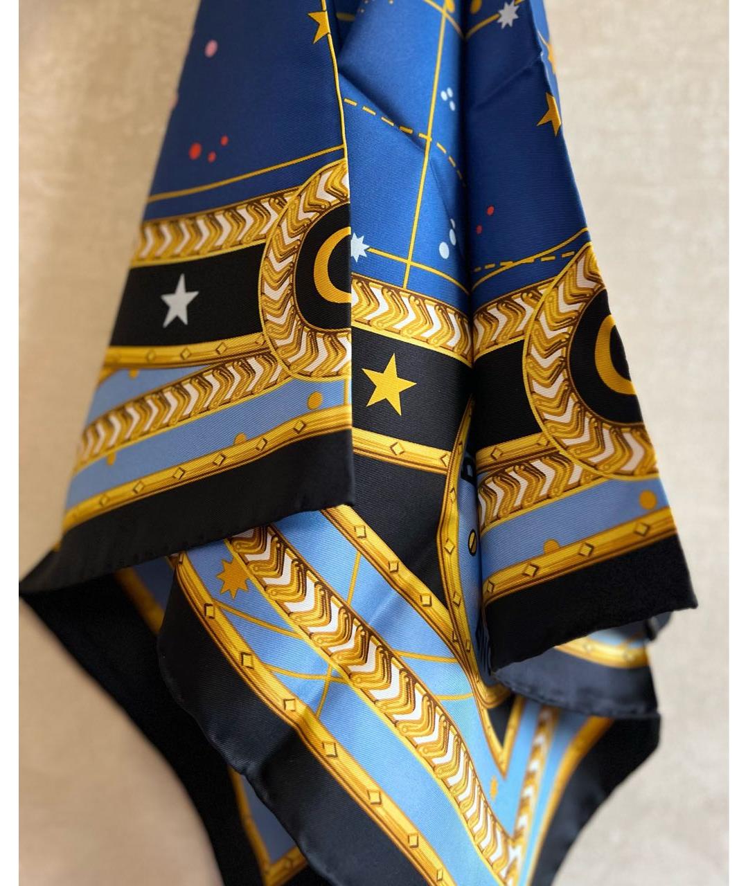 BURBERRY Синий шелковый платок, фото 8