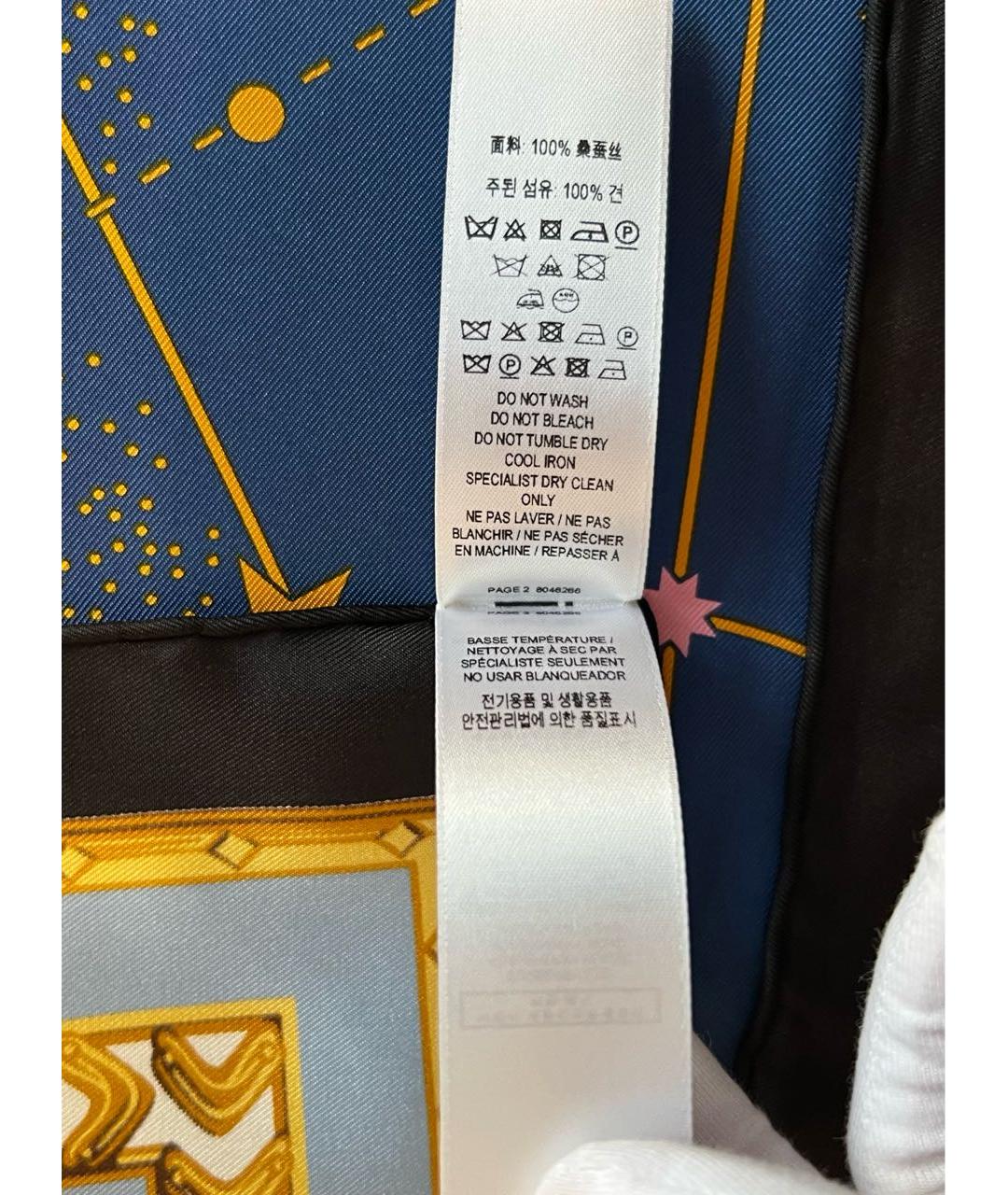 BURBERRY Синий шелковый платок, фото 5