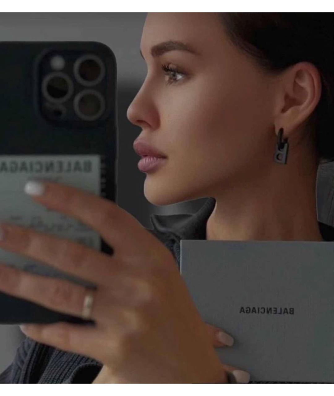 BALENCIAGA Черные латунные серьги, фото 3