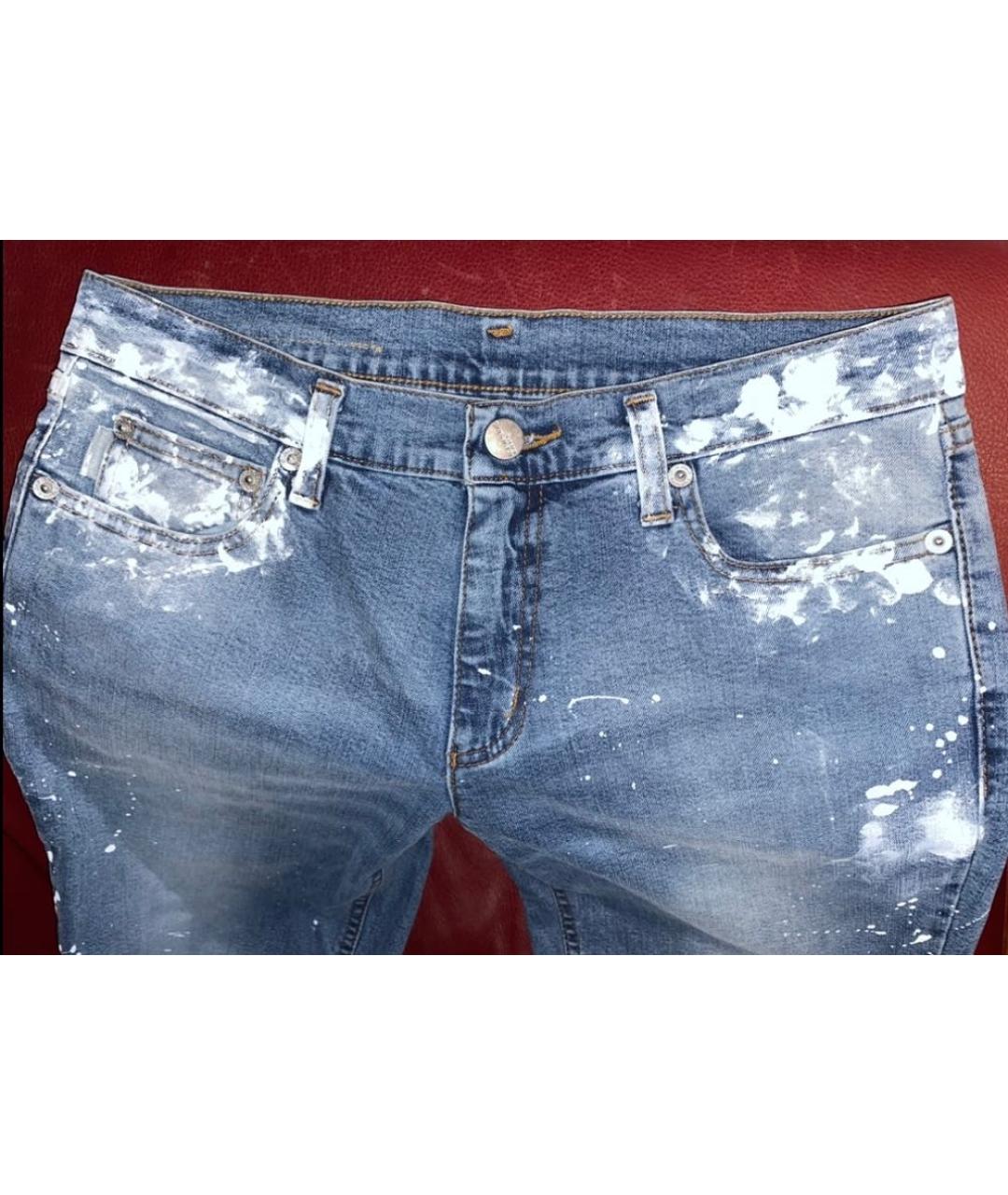 ICEBERG Синие хлопковые прямые джинсы, фото 4