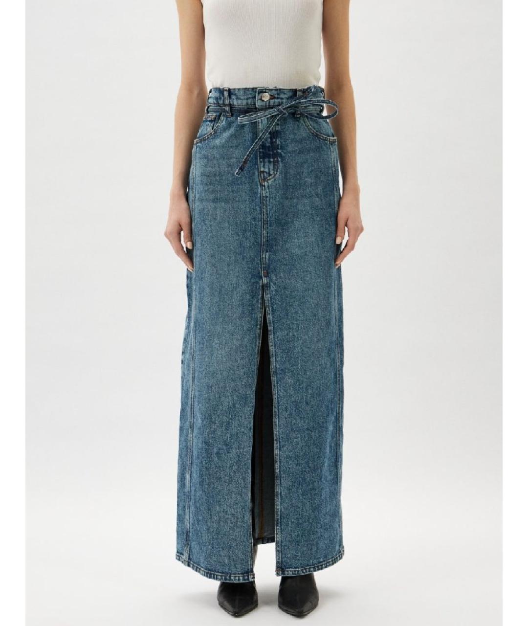 HUGO Синяя хлопковая юбка макси, фото 2