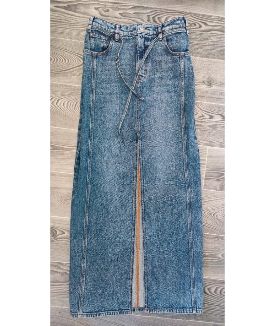 HUGO Синяя хлопковая юбка макси, фото 10