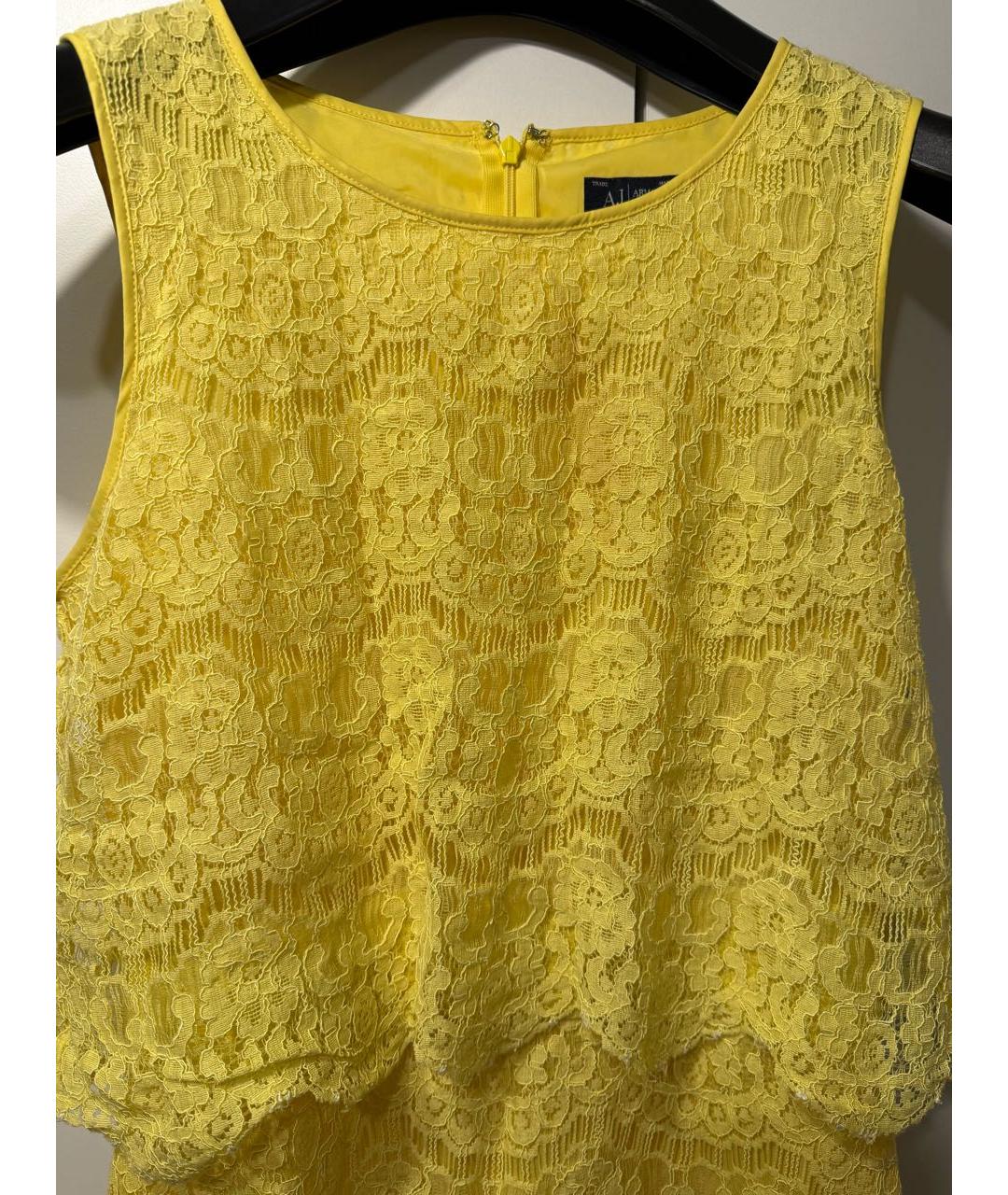 ARMANI JEANS Желтое хлопковое коктейльное платье, фото 4