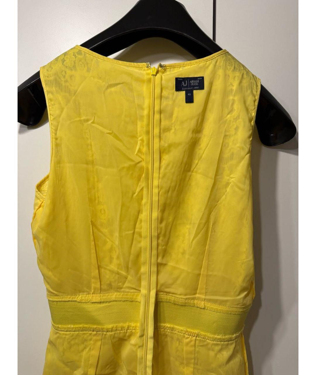 ARMANI JEANS Желтое хлопковое коктейльное платье, фото 3