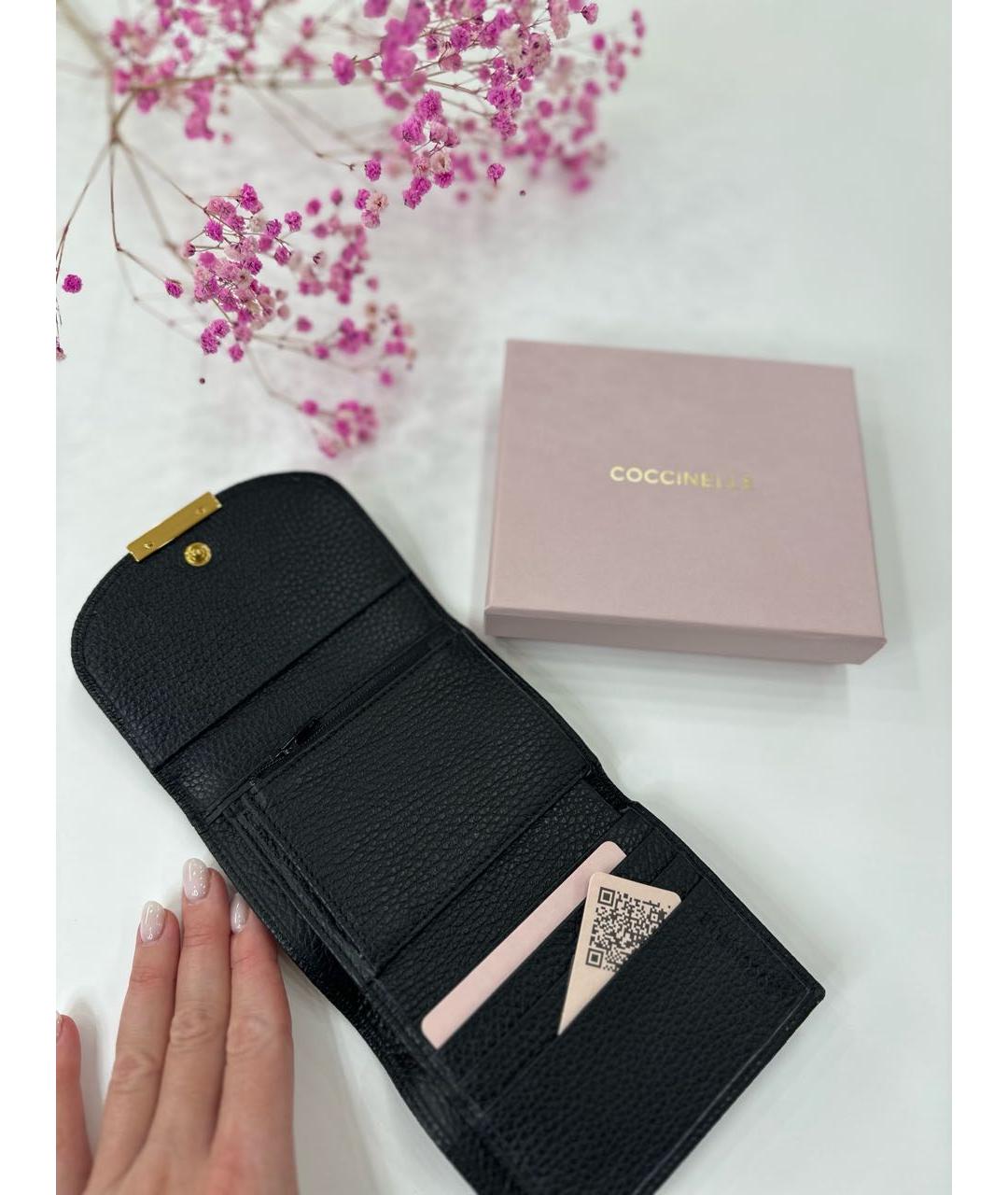 COCCINELLE Черный кожаный кошелек, фото 3