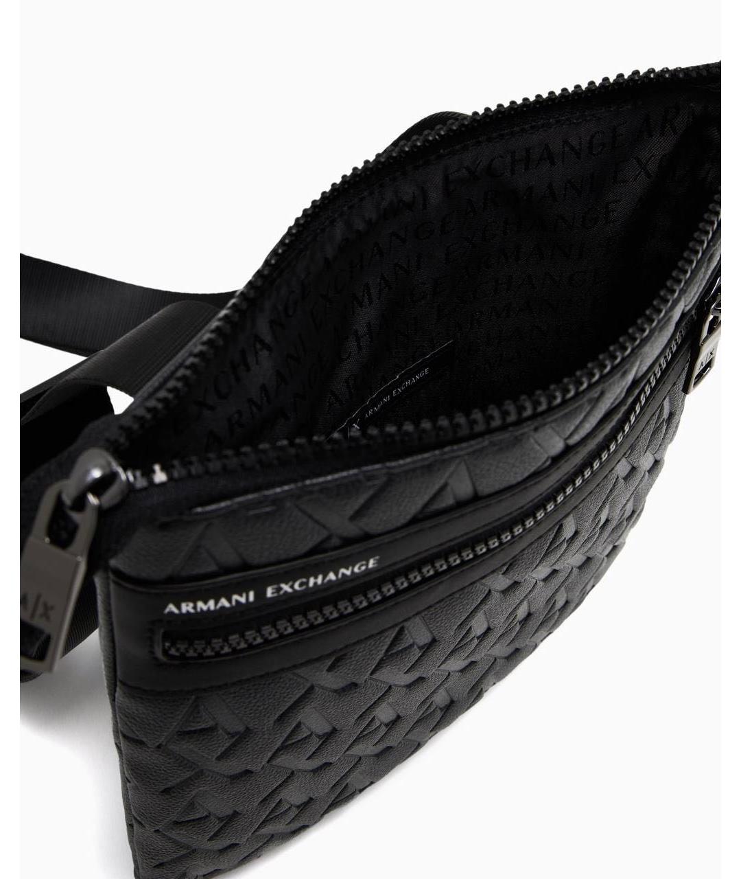 ARMANI EXCHANGE Черная кожаная сумка на плечо, фото 3