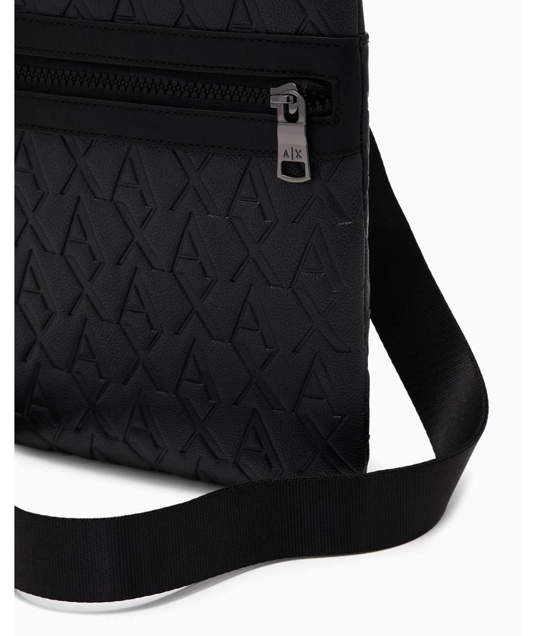 ARMANI EXCHANGE Черная кожаная сумка на плечо, фото 4