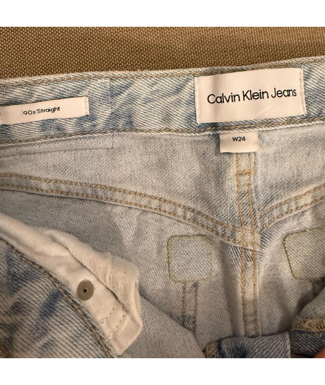 CALVIN KLEIN Голубые хлопковые прямые джинсы, фото 5