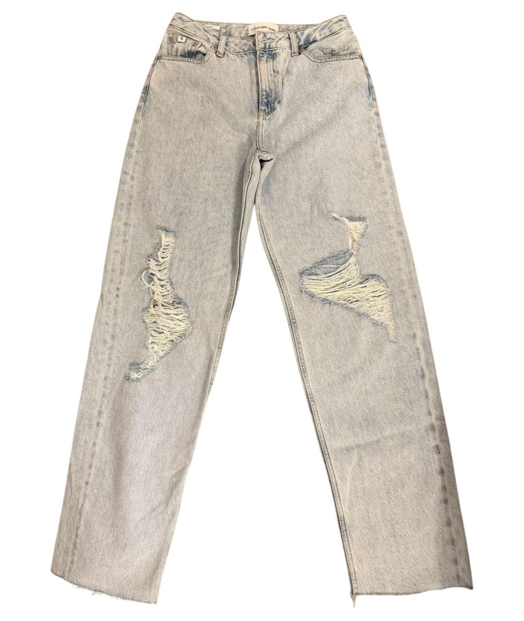 CALVIN KLEIN Голубые хлопковые прямые джинсы, фото 1