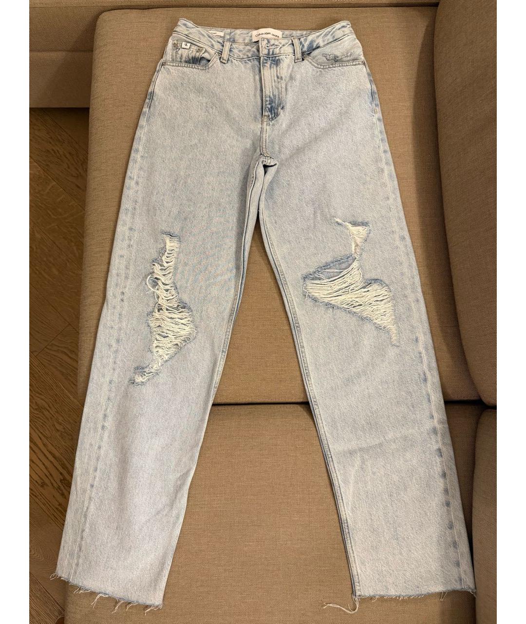 CALVIN KLEIN Голубые хлопковые прямые джинсы, фото 6