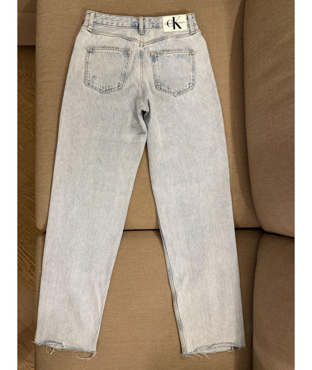 CALVIN KLEIN Голубые хлопковые прямые джинсы, фото 2