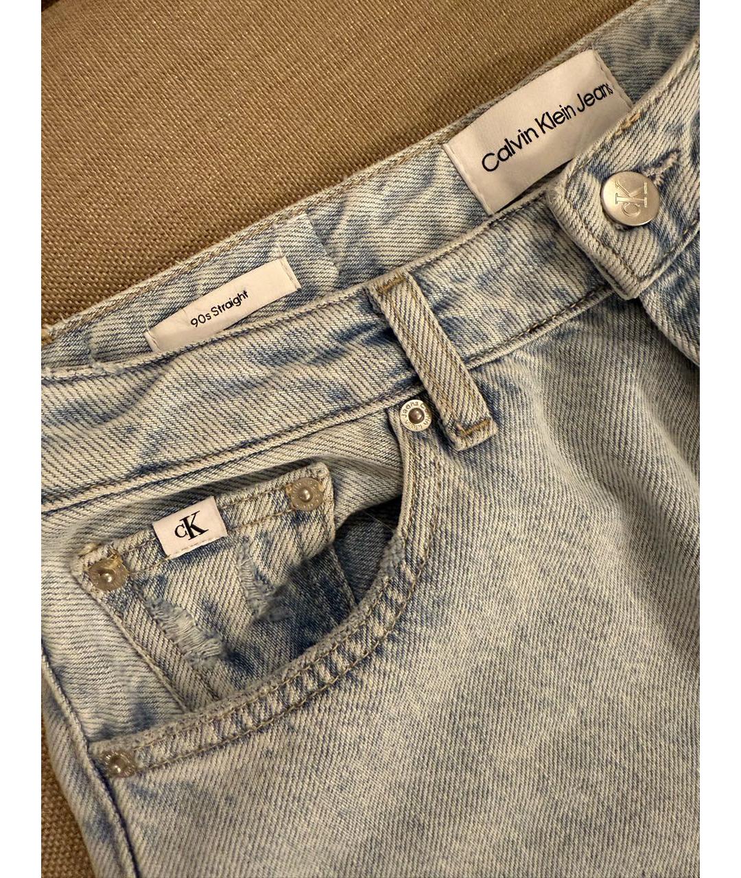 CALVIN KLEIN Голубые хлопковые прямые джинсы, фото 3