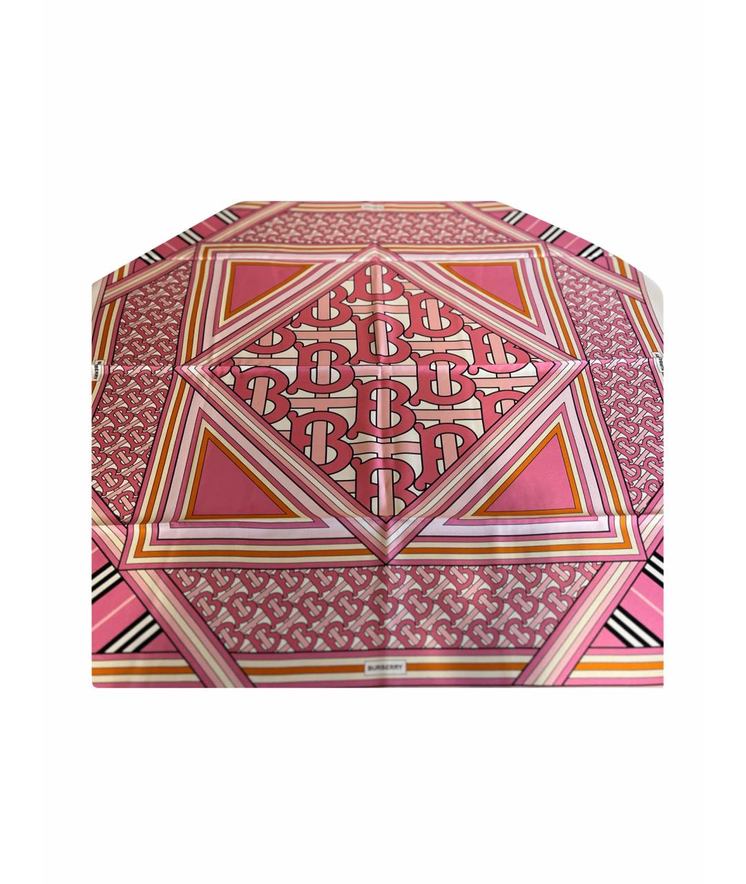 BURBERRY Розовый шелковый платок, фото 1