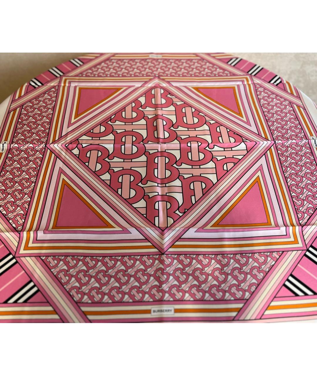 BURBERRY Розовый шелковый платок, фото 9