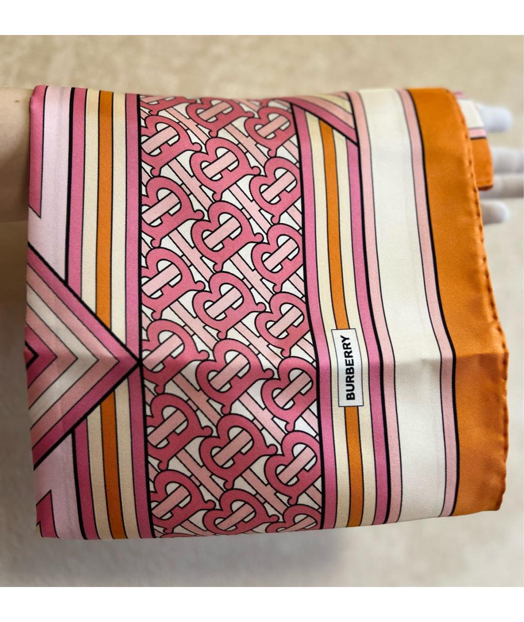 BURBERRY Розовый шелковый платок, фото 2