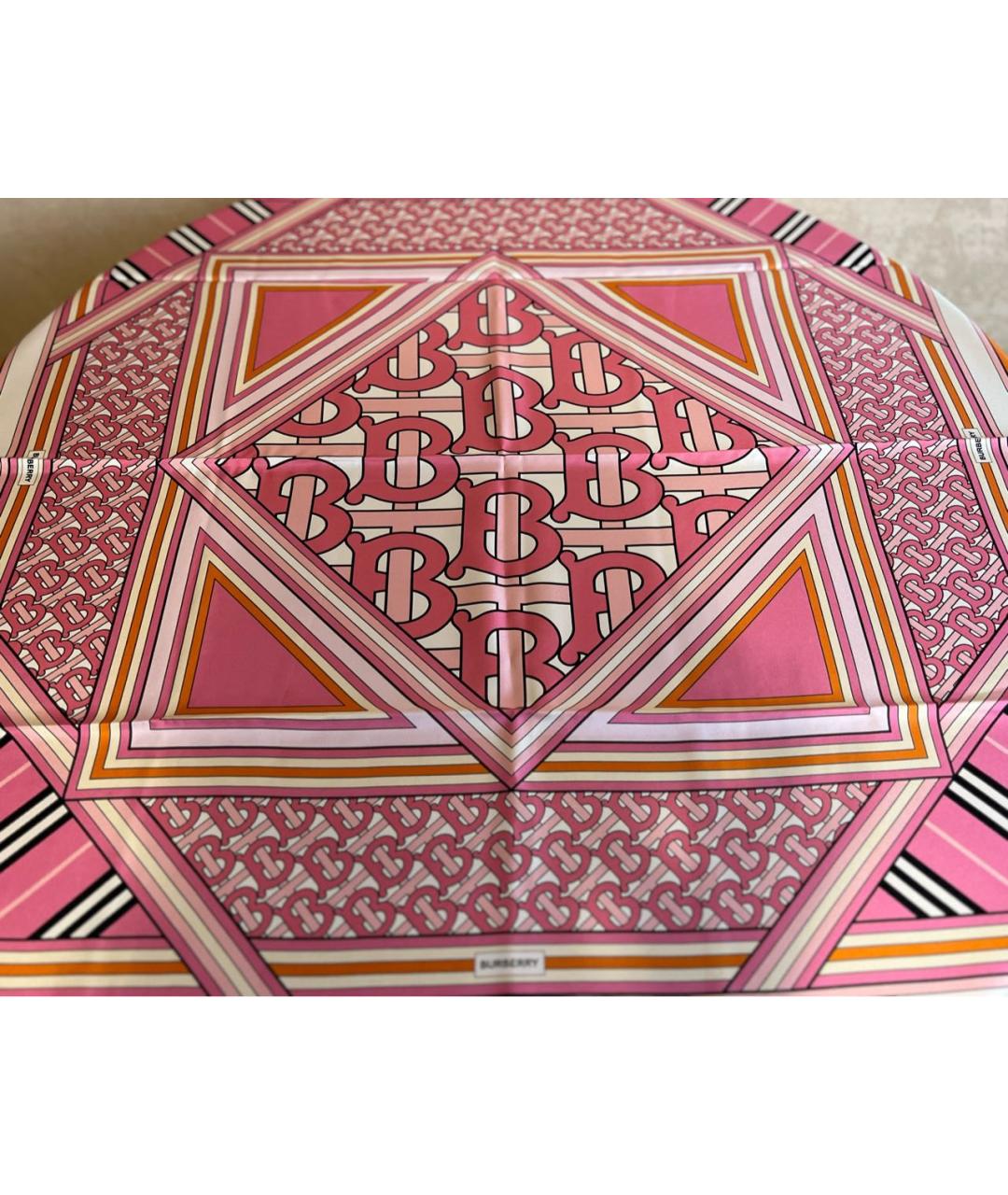 BURBERRY Розовый шелковый платок, фото 8