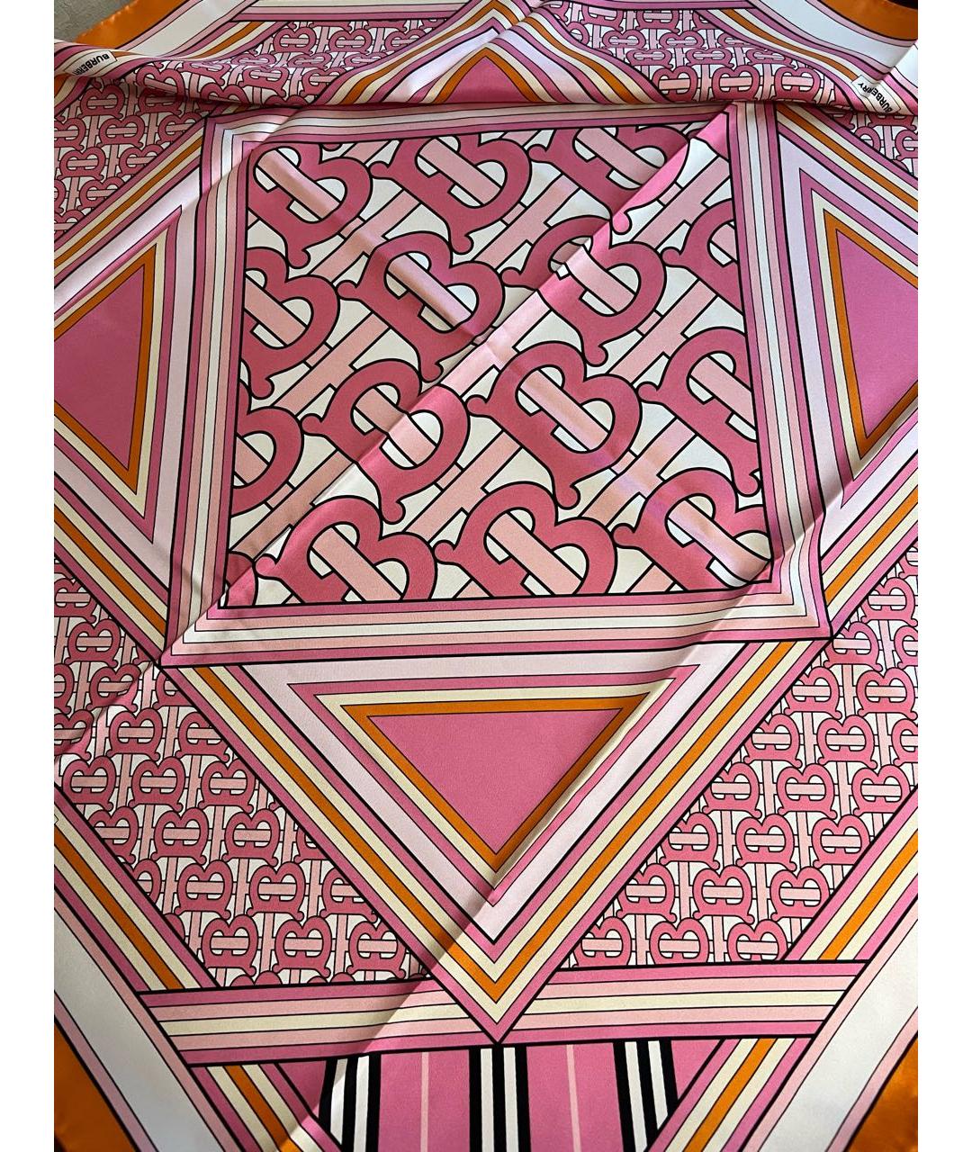 BURBERRY Розовый шелковый платок, фото 6