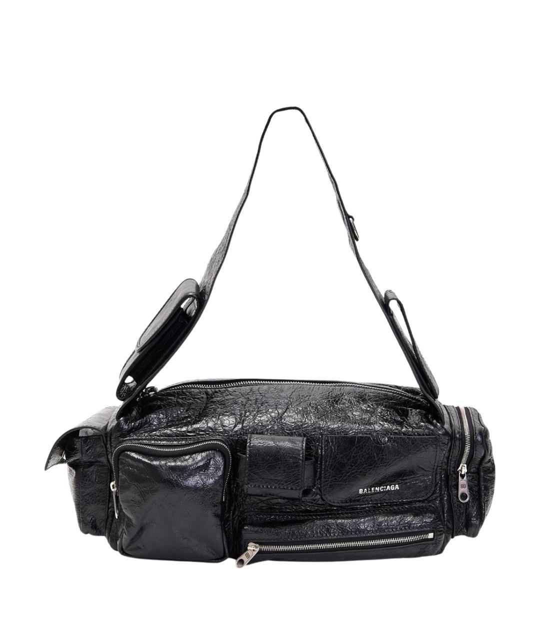 BALENCIAGA Черная кожаная сумка с короткими ручками, фото 1
