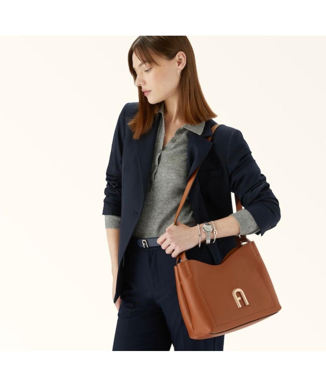 FURLA Коричневая кожаная сумка тоут, фото 8