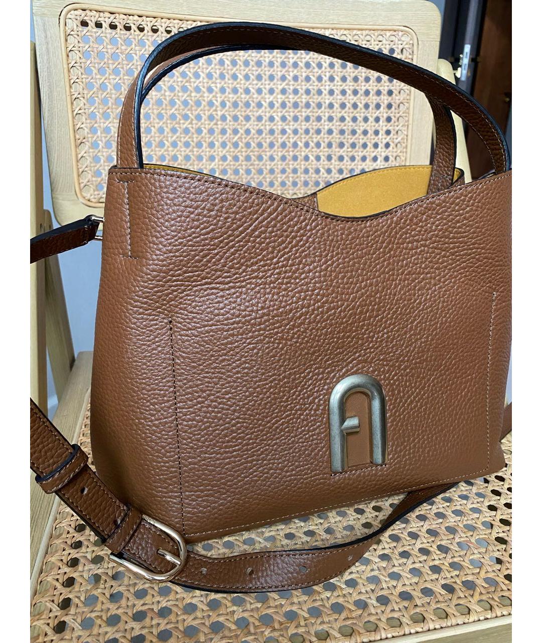 FURLA Коричневая кожаная сумка тоут, фото 2