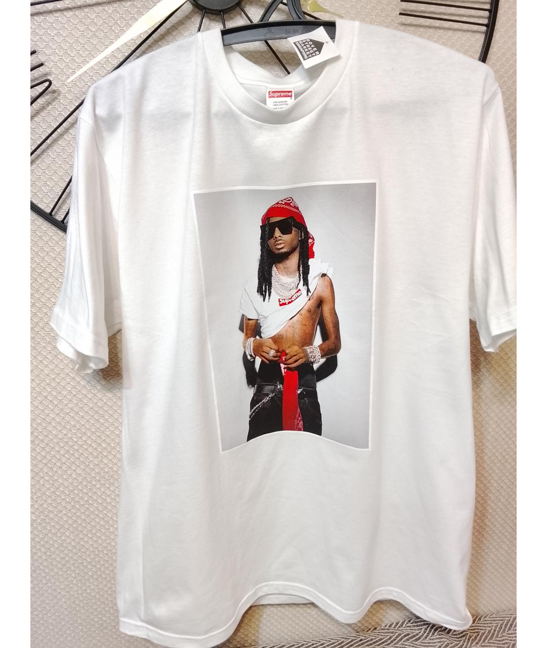 SUPREME Белая хлопковая футболка, фото 3