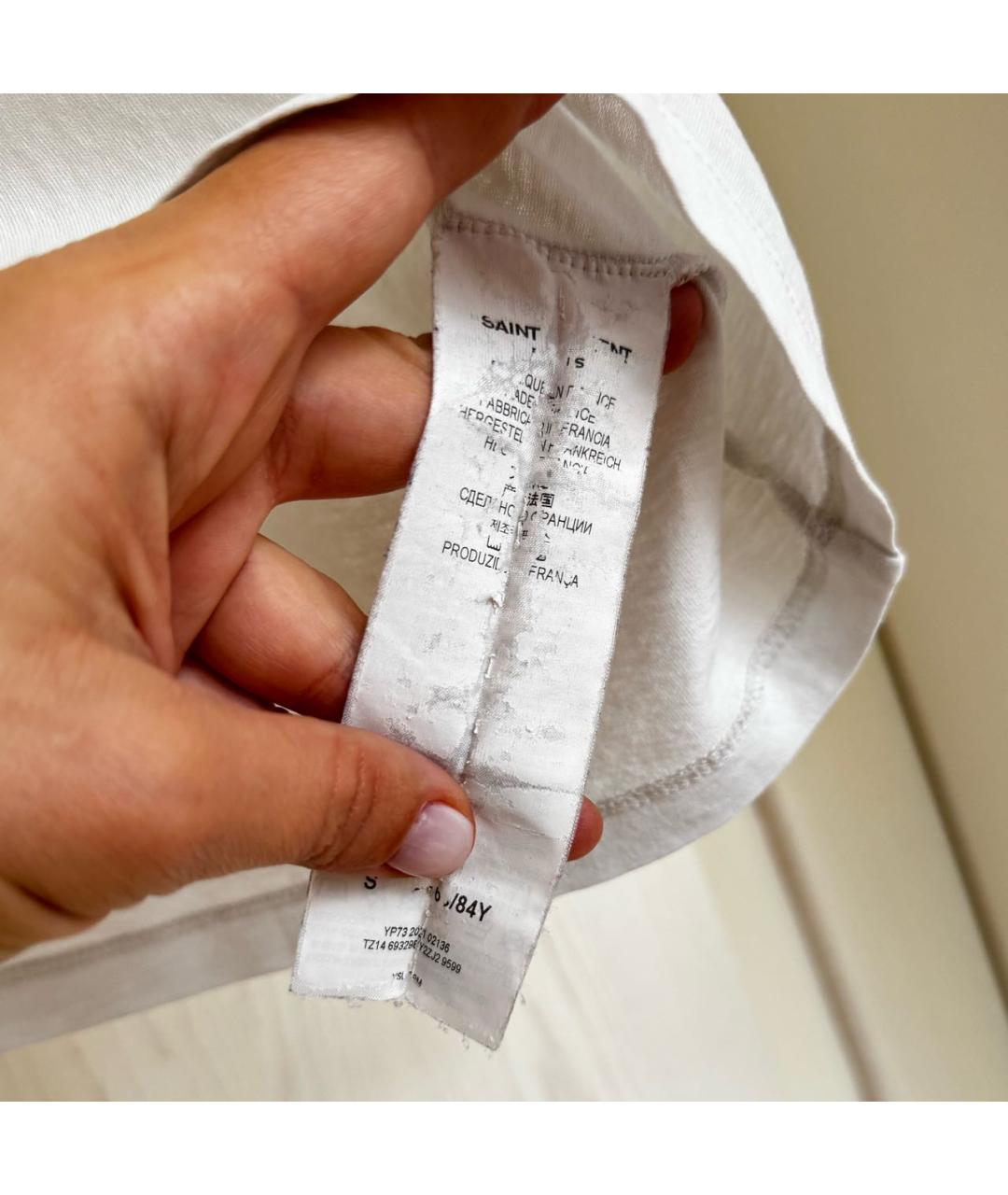 SAINT LAURENT Белая хлопковая футболка, фото 3