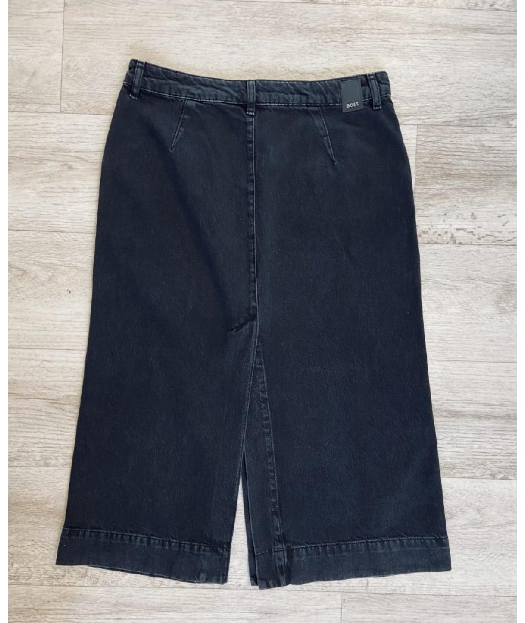 HUGO BOSS Черная хлопковая юбка миди, фото 2