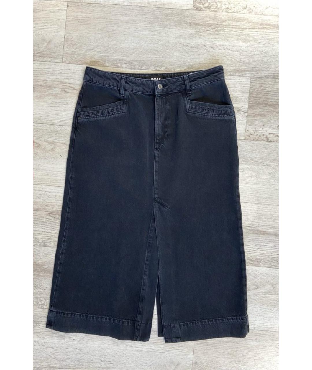 HUGO BOSS Черная хлопковая юбка миди, фото 6