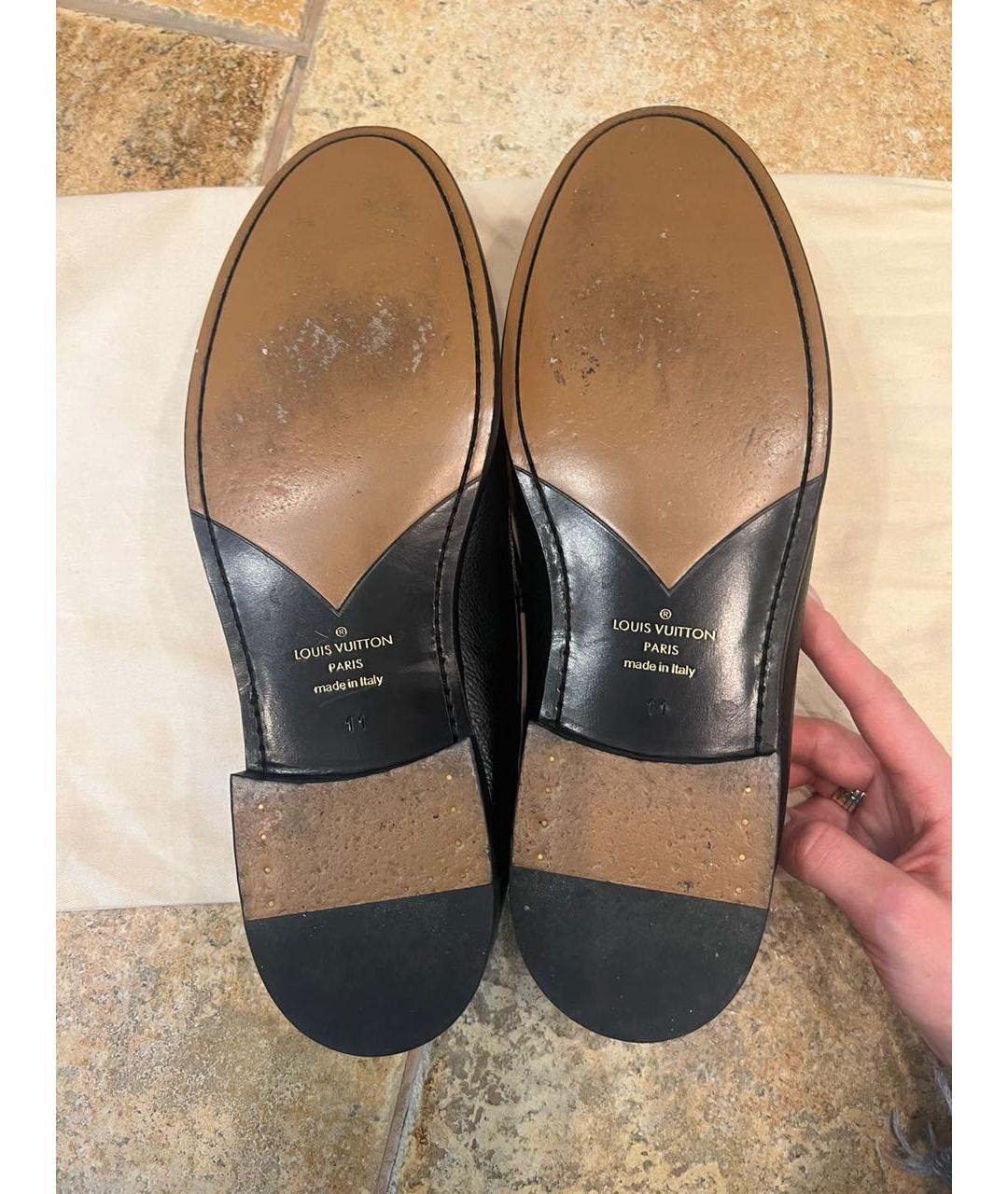LOUIS VUITTON Черные кожаные лоферы, фото 2