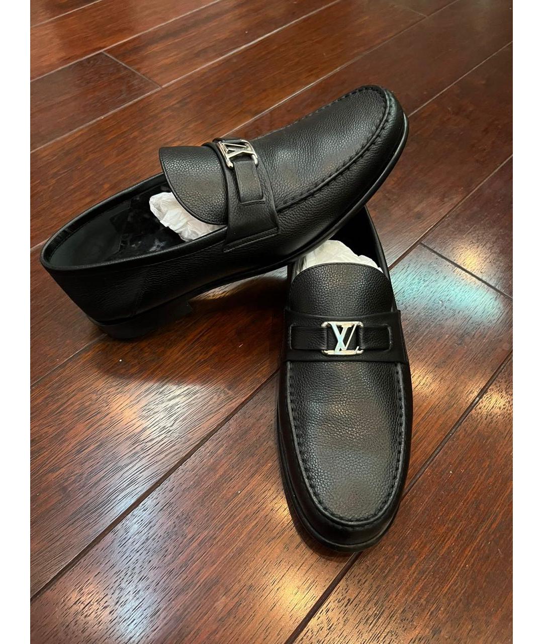 LOUIS VUITTON Черные кожаные лоферы, фото 4