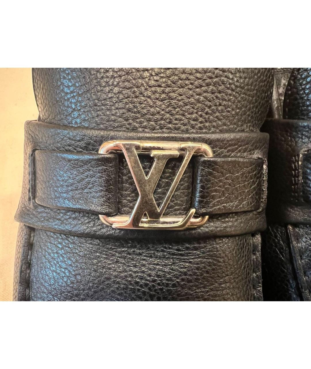 LOUIS VUITTON Черные кожаные лоферы, фото 3