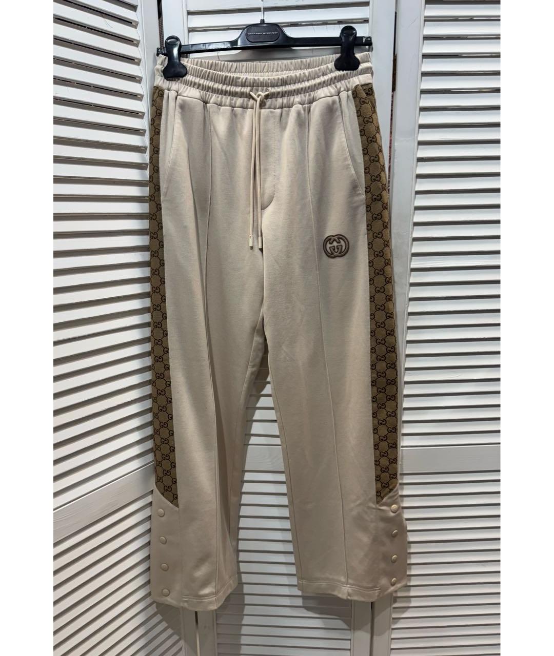 GUCCI Бежевые хлопковые прямые брюки, фото 8