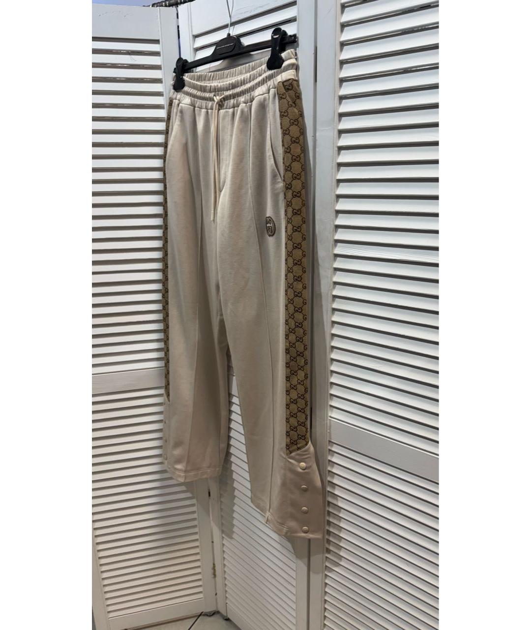 GUCCI Бежевые хлопковые прямые брюки, фото 2