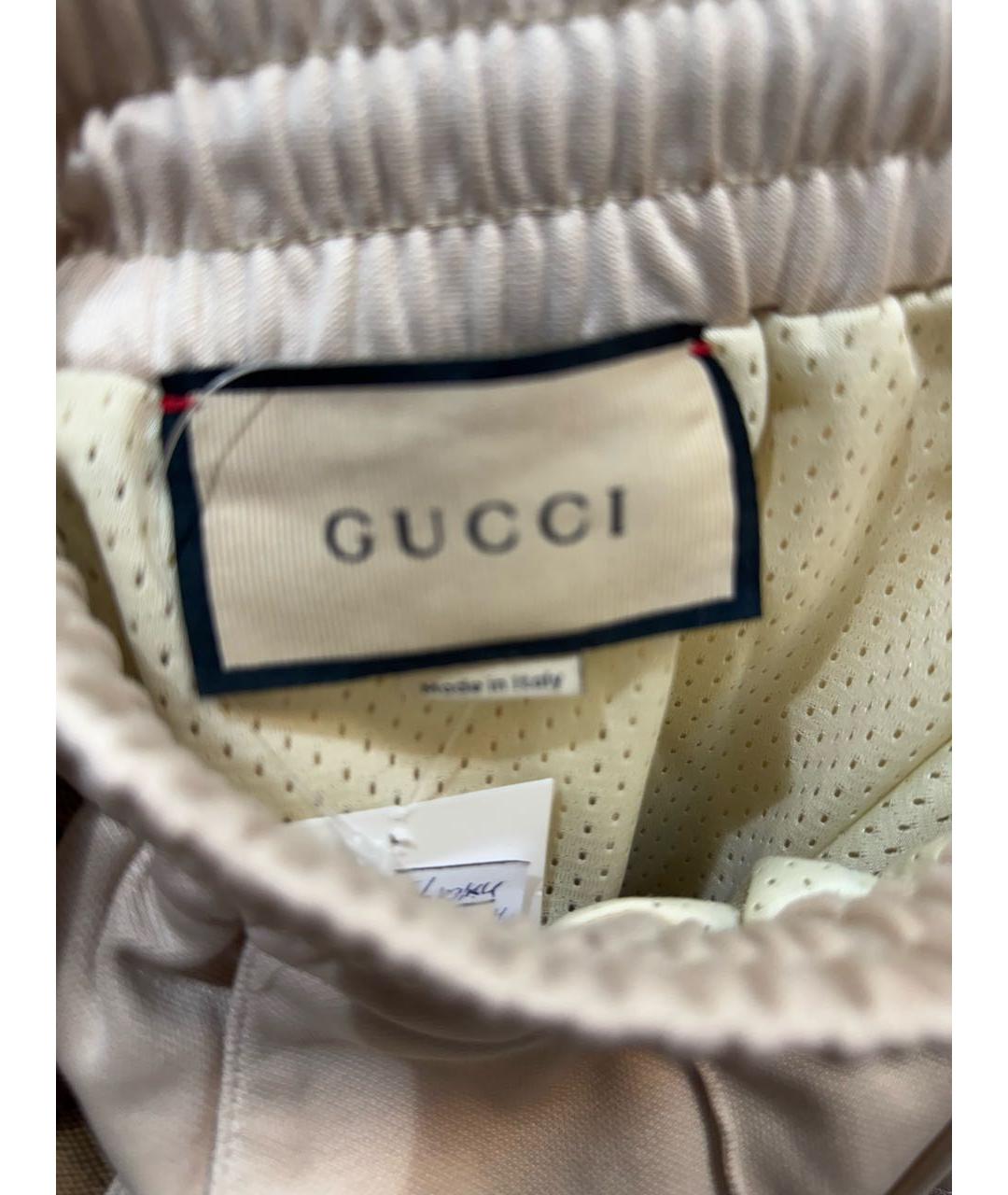 GUCCI Бежевые хлопковые прямые брюки, фото 4