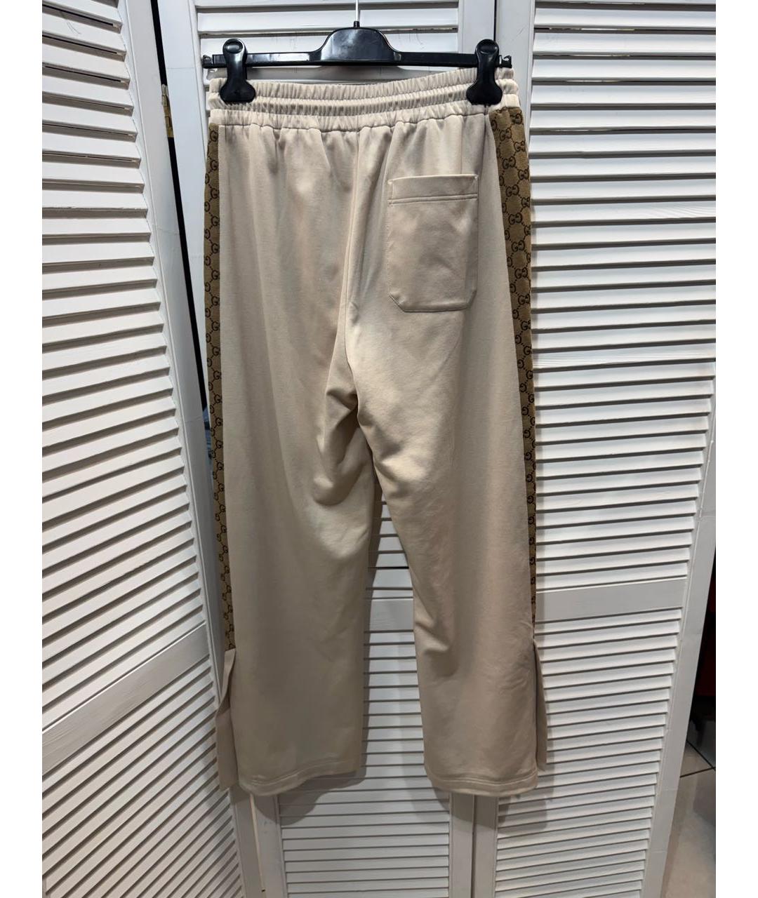 GUCCI Бежевые хлопковые прямые брюки, фото 3