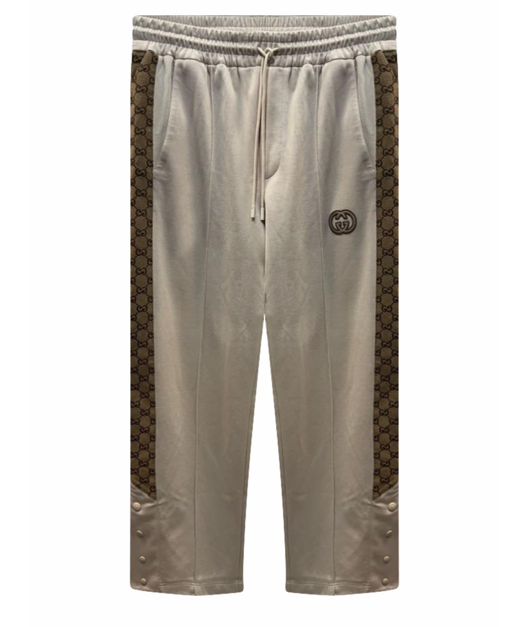 GUCCI Бежевые хлопковые прямые брюки, фото 1