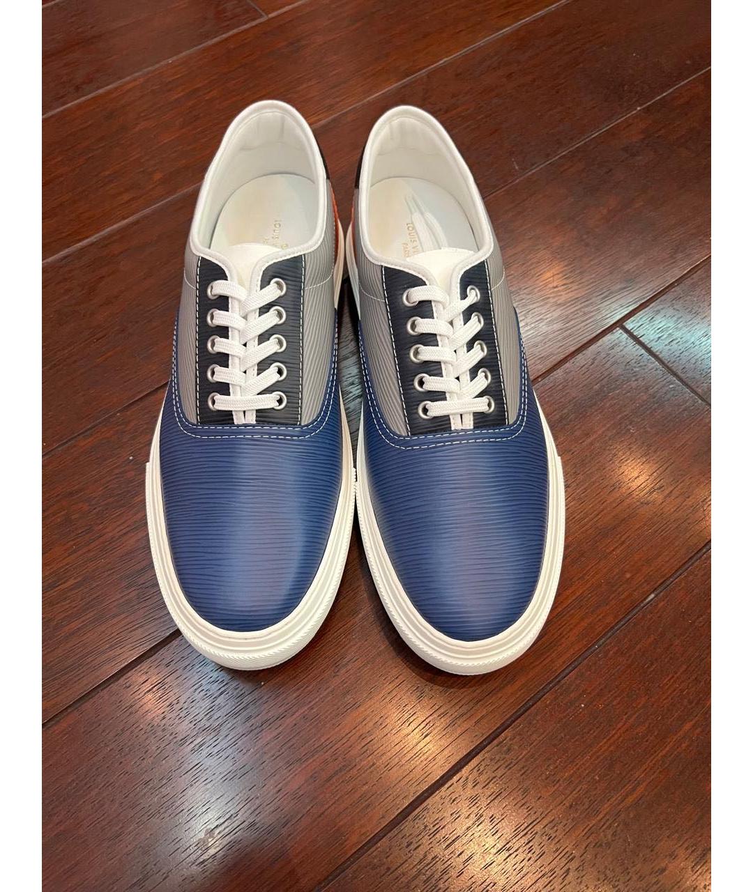 LOUIS VUITTON Синие кожаные низкие кроссовки / кеды, фото 5