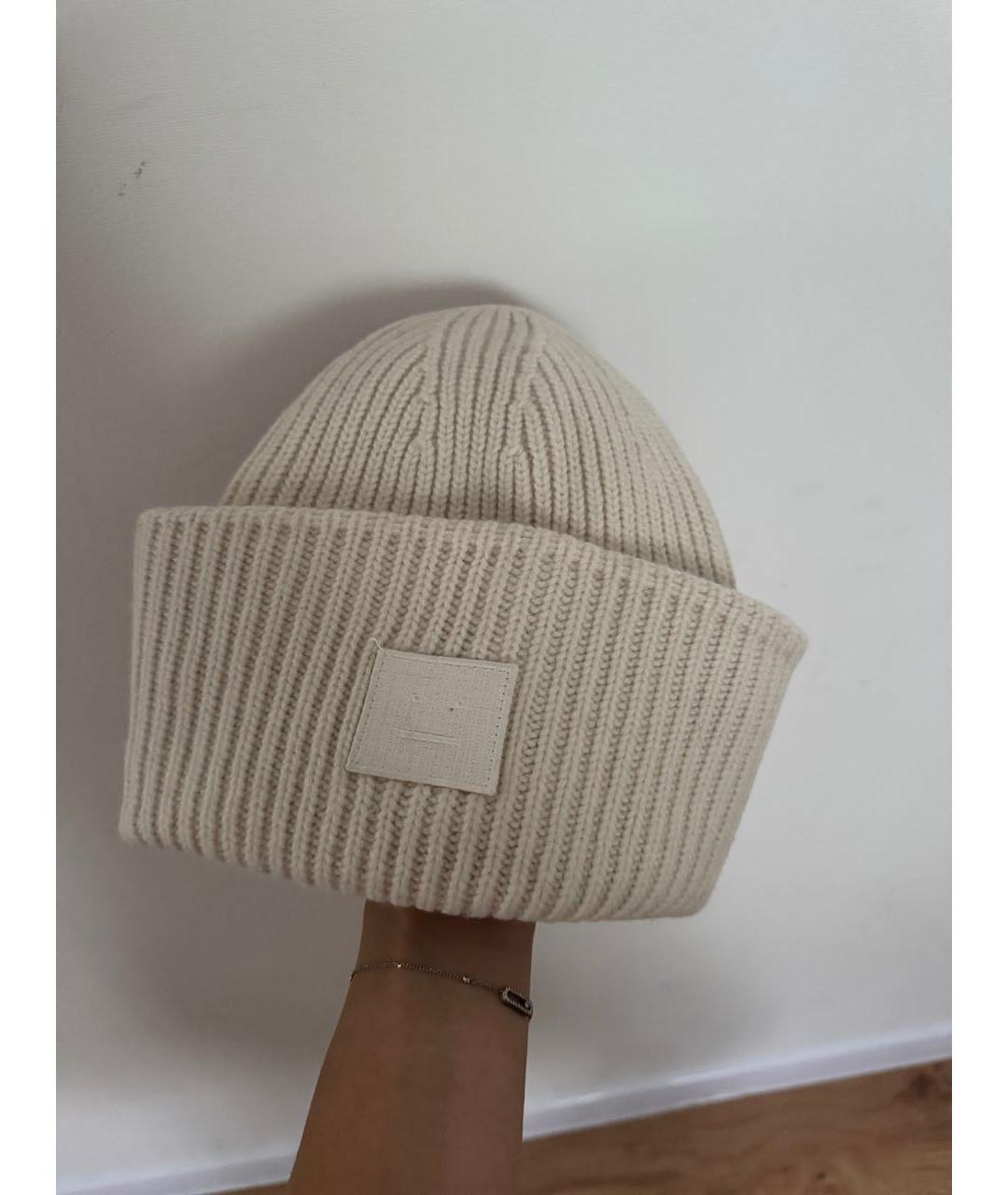 ACNE STUDIOS Бежевая шерстяная шапка, фото 5