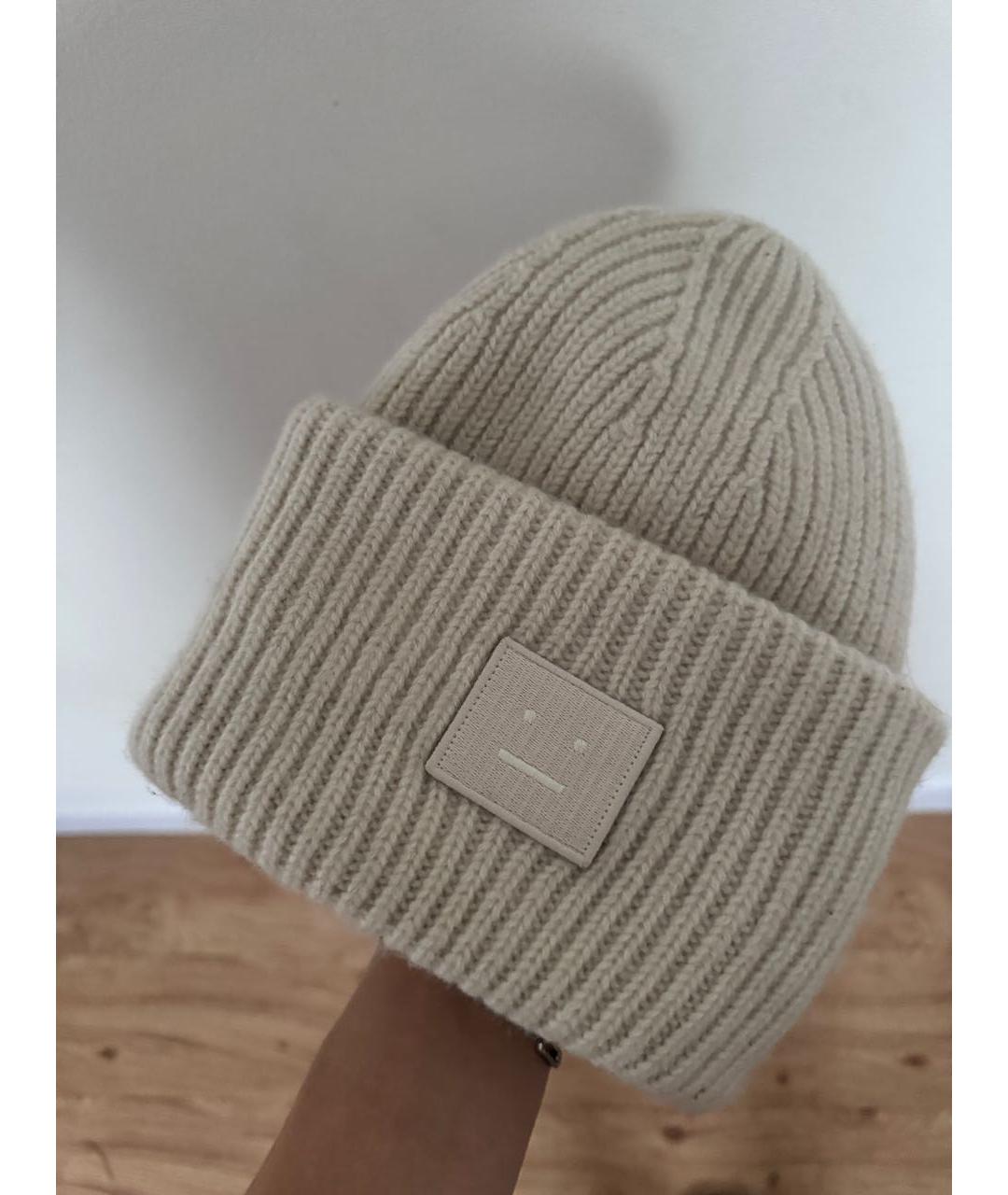 ACNE STUDIOS Бежевая шерстяная шапка, фото 4