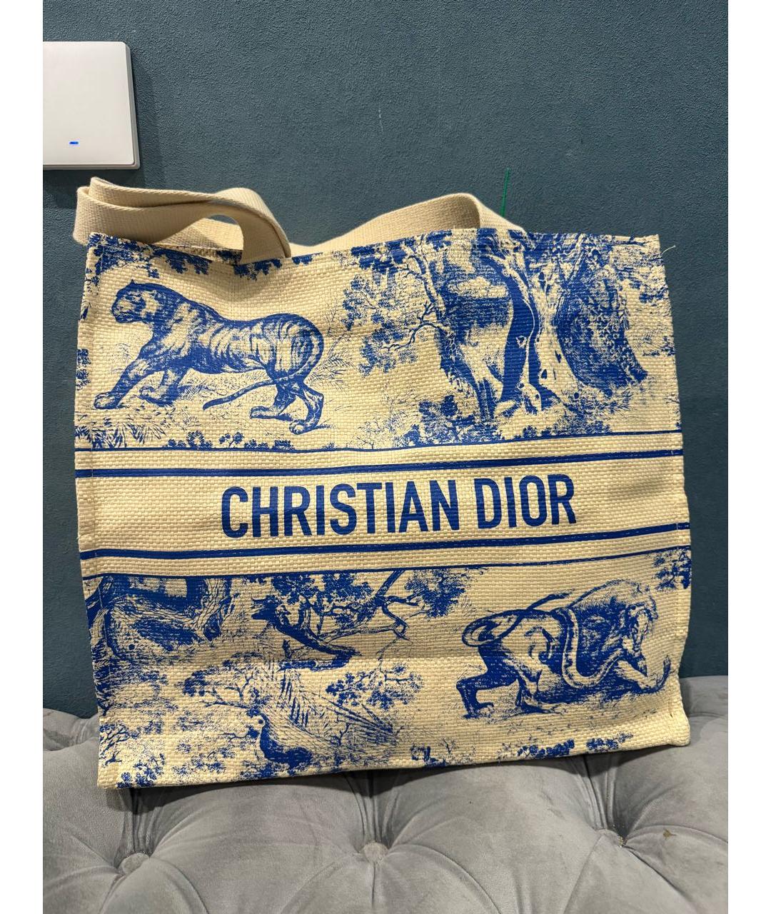 CHRISTIAN DIOR Синяя тканевая пляжная сумка, фото 4