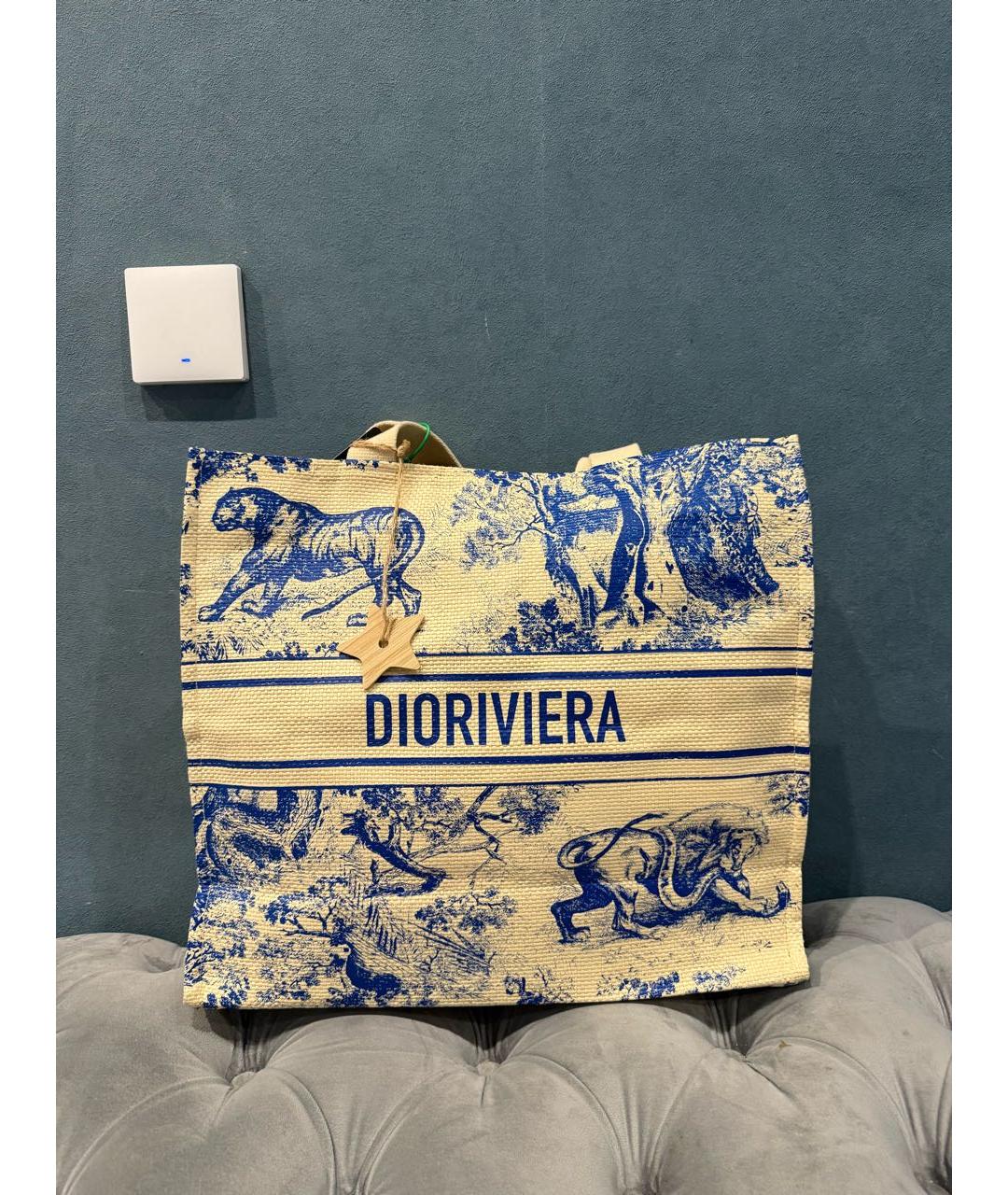 CHRISTIAN DIOR Синяя тканевая пляжная сумка, фото 2