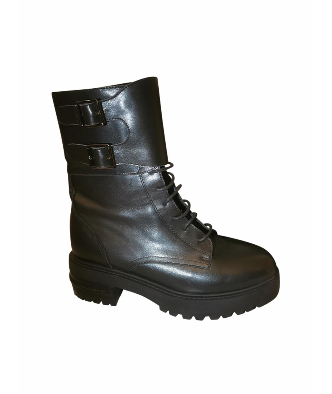 CHRISTIAN DIOR Черные кожаные ботинки, фото 1