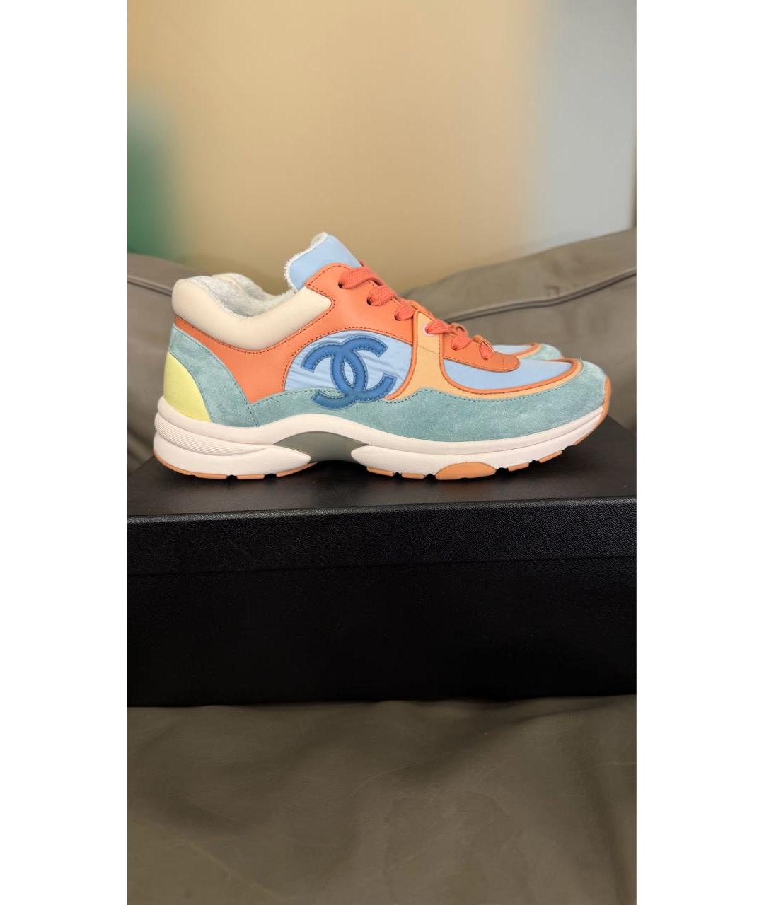 CHANEL Голубые замшевые кроссовки, фото 6