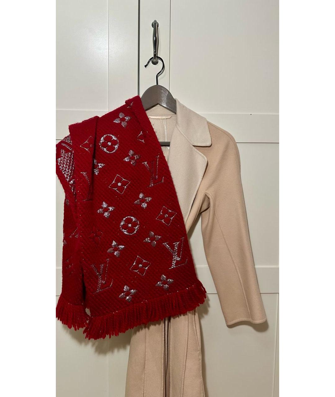 LOUIS VUITTON Красный шерстяной шарф, фото 5